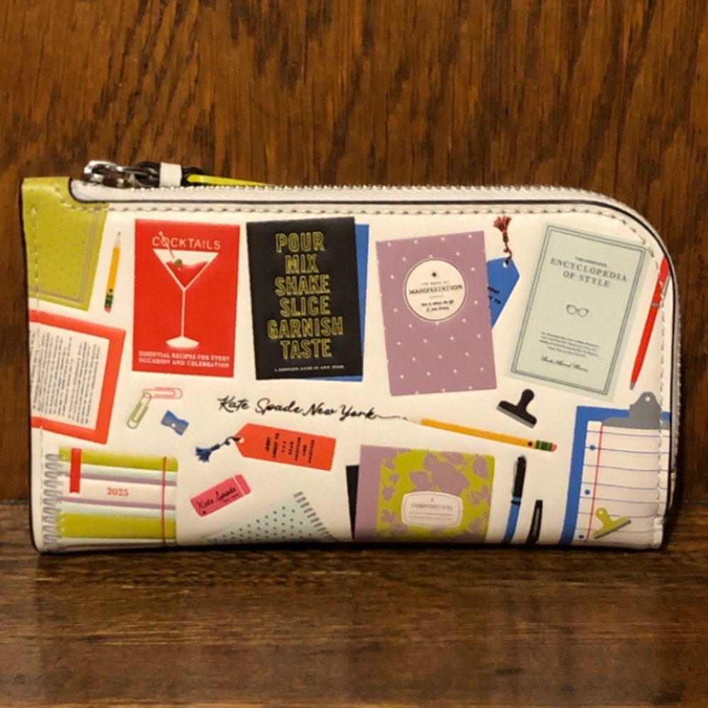 NWT-Kate Spade-Page Turner-Small Bifold Wallet-CreamMulti-Best Seller Print-$128 - Picture 2 of 13
